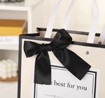 White Art Printed Paper Shopping Bag With Rope Handle Varnishing