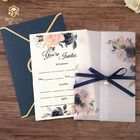 Customized Royal Blue Wedding Invitations Luxury With BSCI Approval