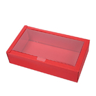 Red Card Paper Kraft Gift Box With Window Eco Friendly For Food Candy Small Packaging