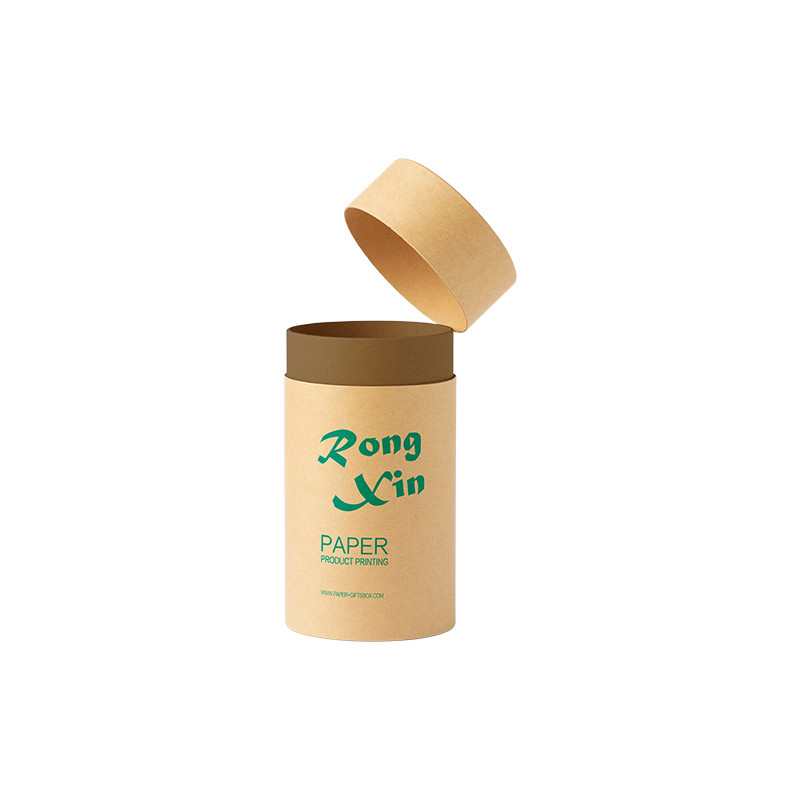 Brown Kraft Paper Paperboard Gift Boxes Round Tube Cylinder Shape Offset Printing