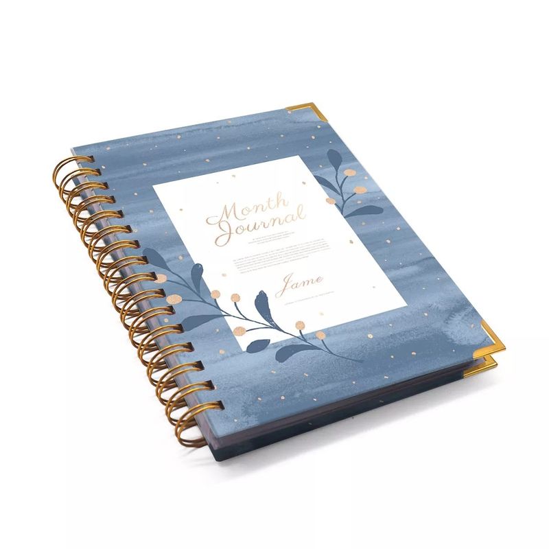 Blue Colorful Hardcover Lined Notebook , Spiral Bound Scrapbook With Hot Stamping Logo