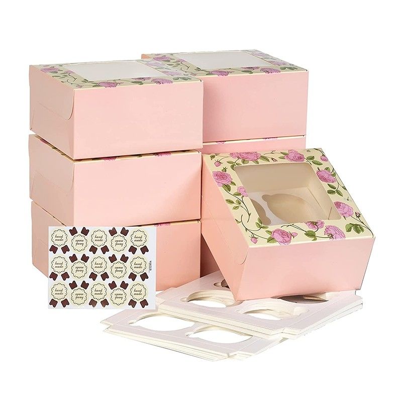 FSC Certificate 16cm Paper Carton Box , Mini Cupcake Gift Boxes With Window